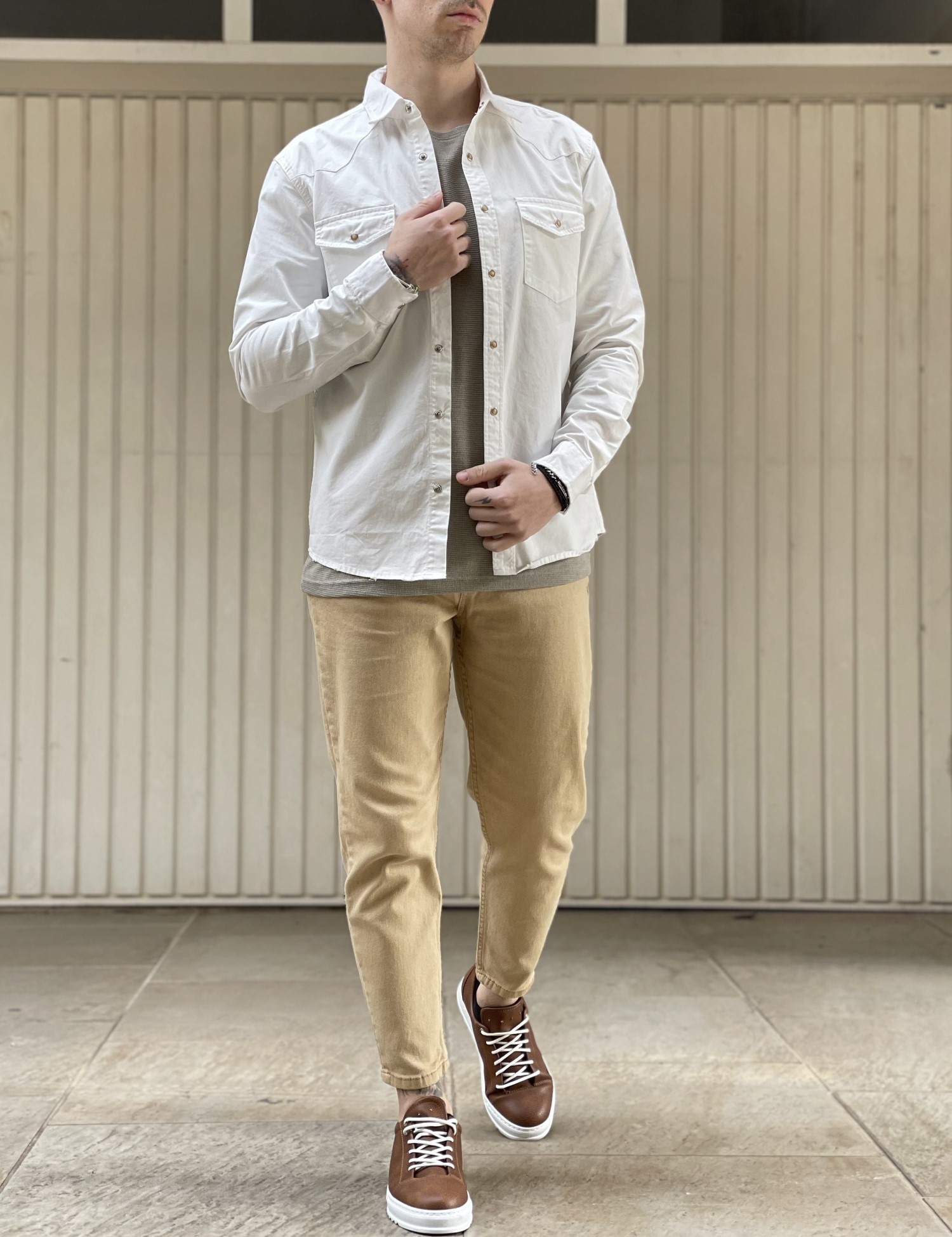 Bread and Buttons ανδρικό λευκό μακρυμάνικο πουκάμισο BC0151W φωτογραφία